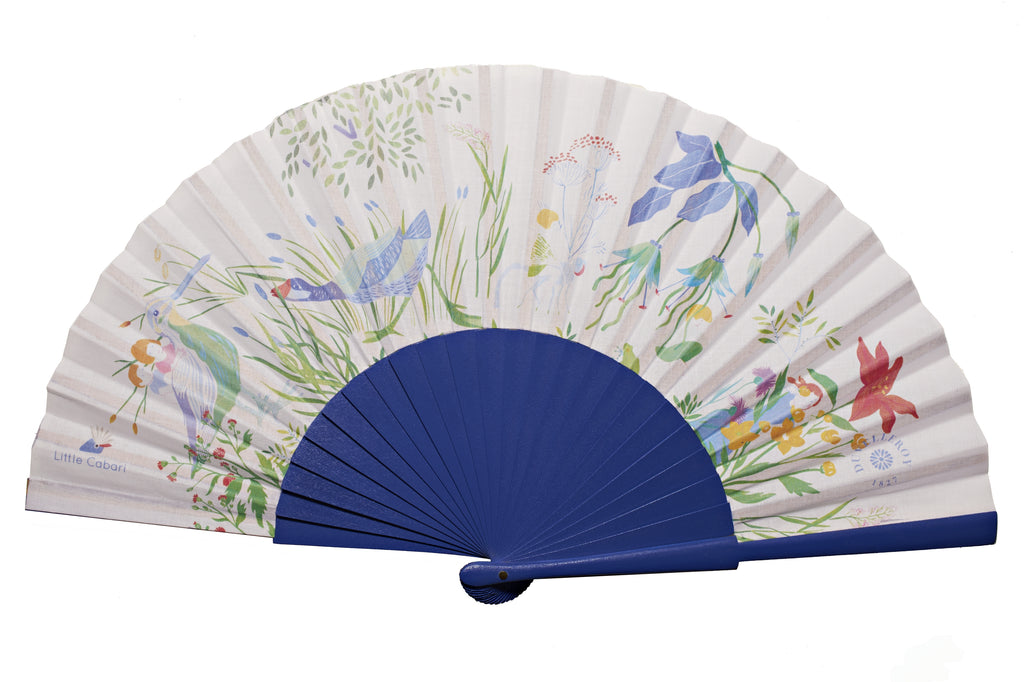 Tendresse Navy (tenderness) hand-fan by DUVELLEROY Paris 1827 made in FRANCE