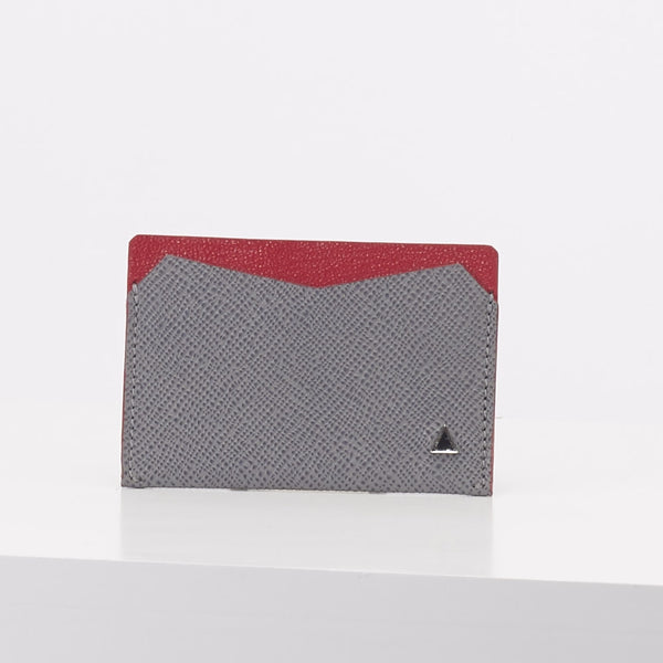 Made in FRANCE Victoire Credit Card Holder in Grey Goatskin (2 credit card slots) by ANONYME Paris