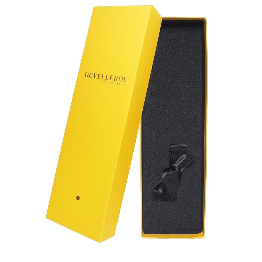 Green Palmette cotton and Bokapi wood hand fan by DUVELLEROY Paris 1827 made in FRANCE