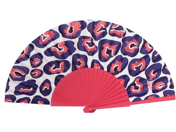 Pink Leopard hand-fan by Duvelleroy Paris made in FRANCE