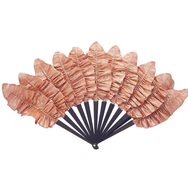 Luxury Apricot Palmette hand-fan by Duvelleroy Paris made in FRANCE